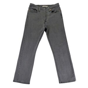 Levis Wedgie Straight Jeans Womens 28 Gray High Rise Button Fly Denim 3449